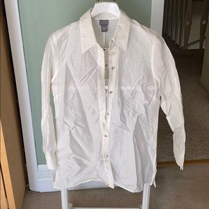 Off white shiny linen button down
